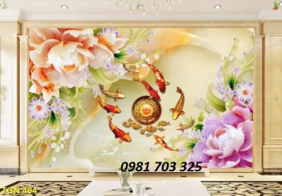 Gạch tranh cá chép ốp tường
