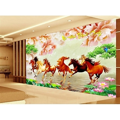 Tranh gạch 3d 8 con ngựa 095XO