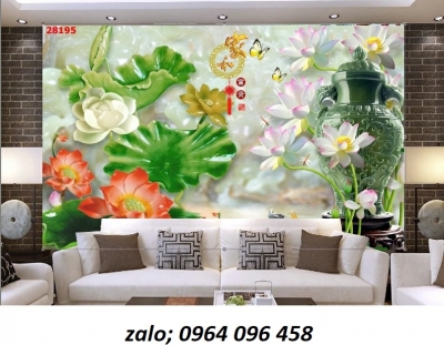 Tranh hoa sen 3d tranh ạch 3d hoa sen KJH6