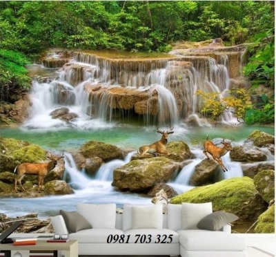 Tranh gạch 3D suối nước