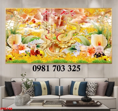 Gạch tranh đẹp rồng phượng 3D