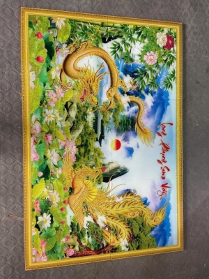 Mẫu gạch ốp tường 3d rồng phượng