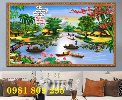 Tranh ốp làng quê , gạch tranh 3d