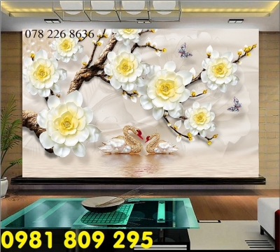 mẫu hoa ngọc 3d - gạch tranh ốp tường
