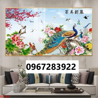 Tranh gạch chim công đẹp