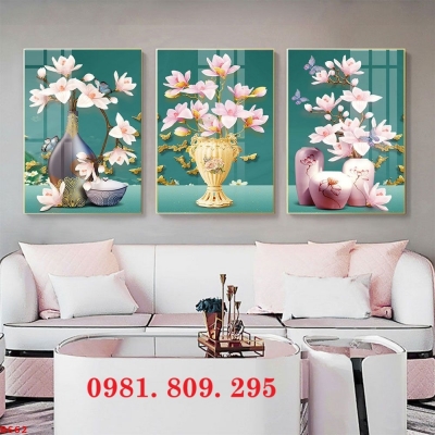 Gạch ốp tường 3d bình hoa