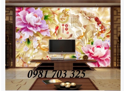 Gạch tranh hoa mẫu đơn đẹp 3D