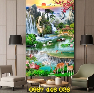 Tranh gạch men thác nước HP2