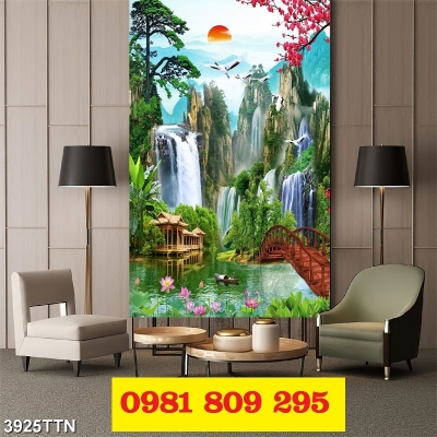 Tranh phong cảnh 3d khổ dọc gạch tranh