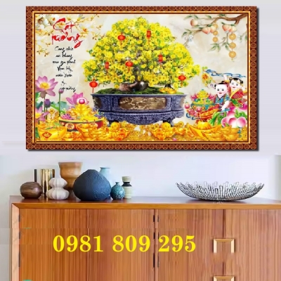 Tranh gạch ốp tường hoa mai khổ ngang HN939