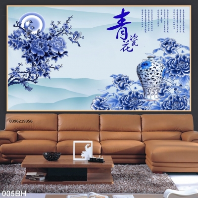 Gạch tranh 3D bình hoa đẹp trang trí