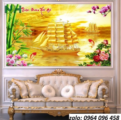 Tranh gạch men 3d phong thủy thuyền buồm - HGF43
