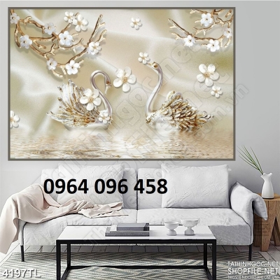Gạch tranh 3d trang trí phòng khách - 777CN