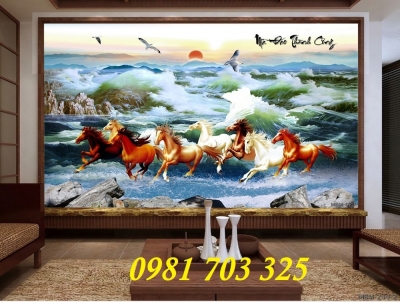 tranh mã đáo thành công, tranh gạch 3d phong thủy