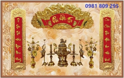 Tranh gạch men phòng thờ gia tiên HD9333