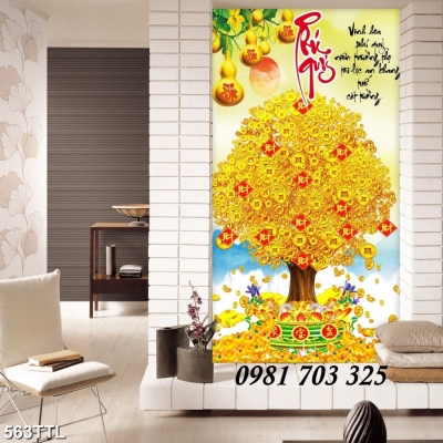 Tranh kim tiền 3D, gạch tranh ốp tường