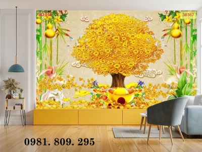 Tranh gạch 3d kim tiền mới HQ8338
