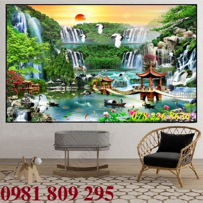 Tranh gạch , gạch ốp tường 3d phong cảnh