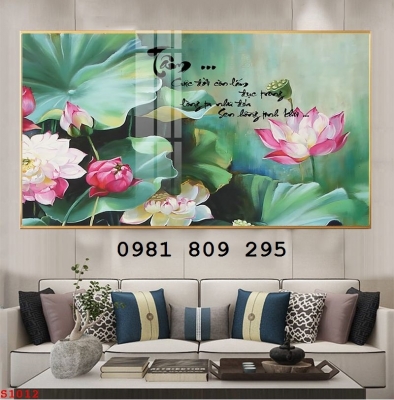 Tranh 3d hoa sen - gạch trang trí