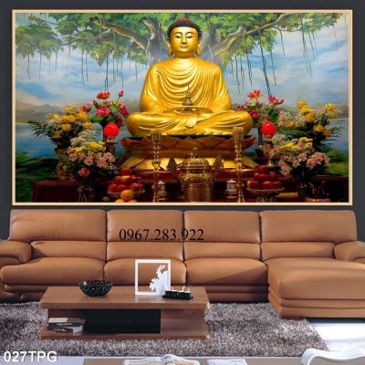 Tranh tường phật giáo phủ UV gạch men