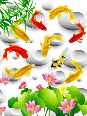 mẫu tranh gạch 3d cá chép phong thủy - 76SXM