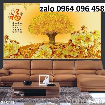 Tranh gạch 3d ốp tường cây kim tiền - 42XCC