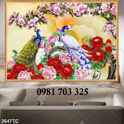 gạch tranh hoa mẫu đơn phong thủy 3D