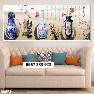 Tranh gạch bình hoa đẹp 3D trang trí tường