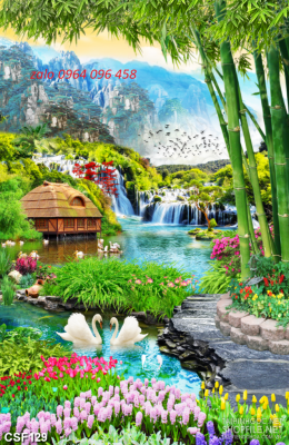 Tranh gạch 3d ốp tường khổ đứng - BCVB87