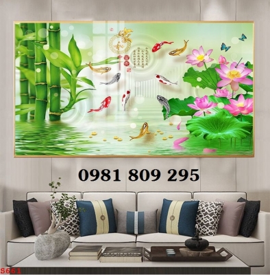 Tranh gạch hoa sen 3d GP765