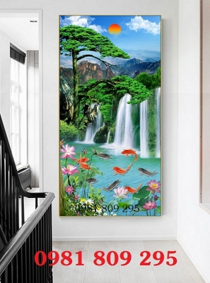 Tranh khổ đứng, tranh gạch men phong cảnh ốp tường DFGD67