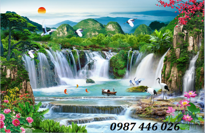 Gạch tranh tường thác nước HP8733