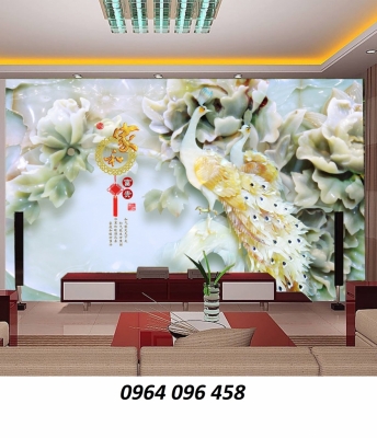 Gạch tranh 3d chim công - DCNCN84