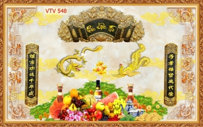 Tranh Đức lưu quang ốp ban thờ