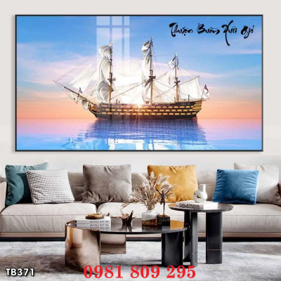 Tranh gạch thuyền trang trí 3d
