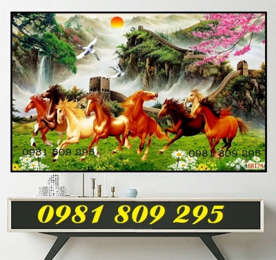 Tranh mã đáo thành công , tranh gạch ngựa 3d HP646