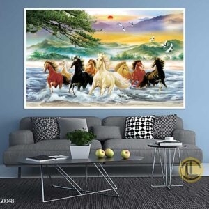 Tranh 3d họa tiết 8 chú ngựa