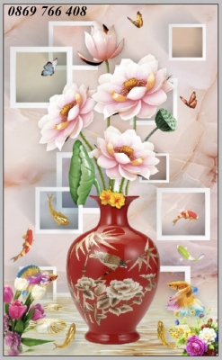 Tranh 3d bình hoa-Gạch tranh trang trí bình hoa