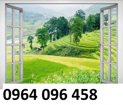 Tranh 3d - tranh gạch 3d hình cửa sổ - 66XK