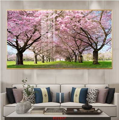 Tranh gạch hoa đào 3D trang trí