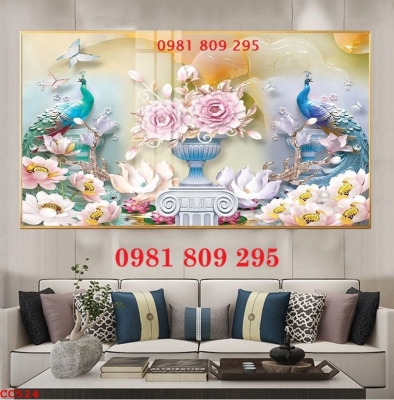 Gạch ốp tường tranh gạch chim công 3d trang trí đẹp
