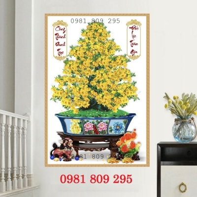 Gạch trang trí 3d cây mai vàng