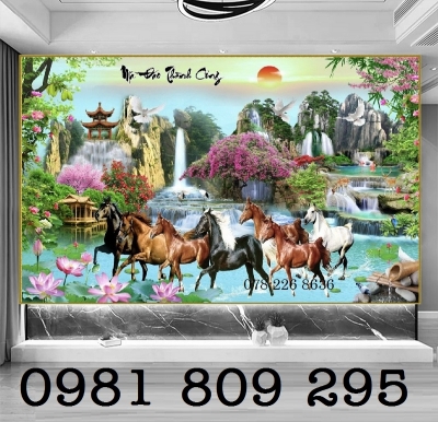 gạch tranh 3d - tranh ngựa phong thủy