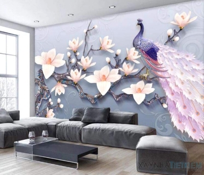 Tranh gạch 3d ốp tường tranh chim công - SXC54