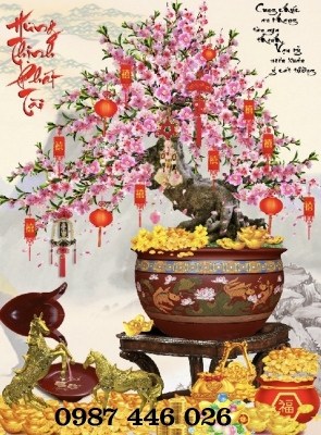 Tranh gạch hoa đào 3d HP7272