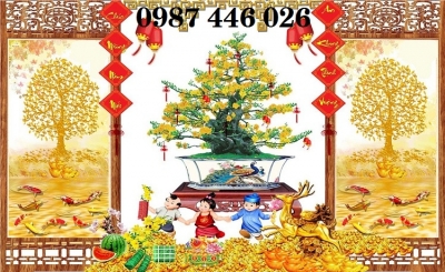 Gạch tranh 3d hoa mai vàng HP9723