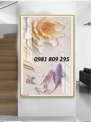 gạch tranh trang trí 3d cá chép