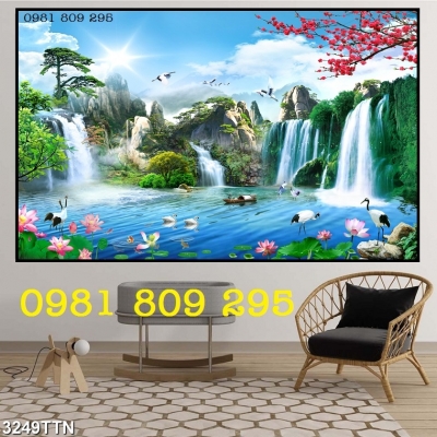 Mẫu tranh gạch 3d thiên nhiên - tranh sơn thủy
