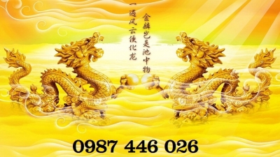 Tranh gạch men rồng vàng HP8272