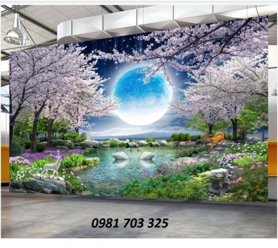 tranh gạch 3D ốp tường phòng khách